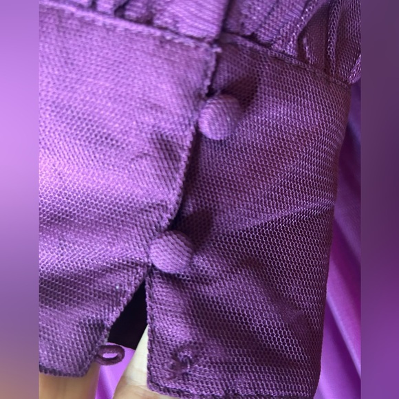 Ivy City Co Florence Dress Plum XL Puff Sleeve Smocked Purple Maxi Midi Tulle - Picture 10 of 16